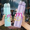 1PC Multicolor Smile Text Art Print 750ml Color Plastic Sports Water Bottle Leakproof Flip Straw Lid Suitable for Sports Office Home Use
