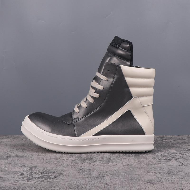 

Fashion Men s Casual Shoes Inverted Triangle Design Leather Shoes for Women Black Solid Women s Sneakers Lace-up Men s Shoes 35