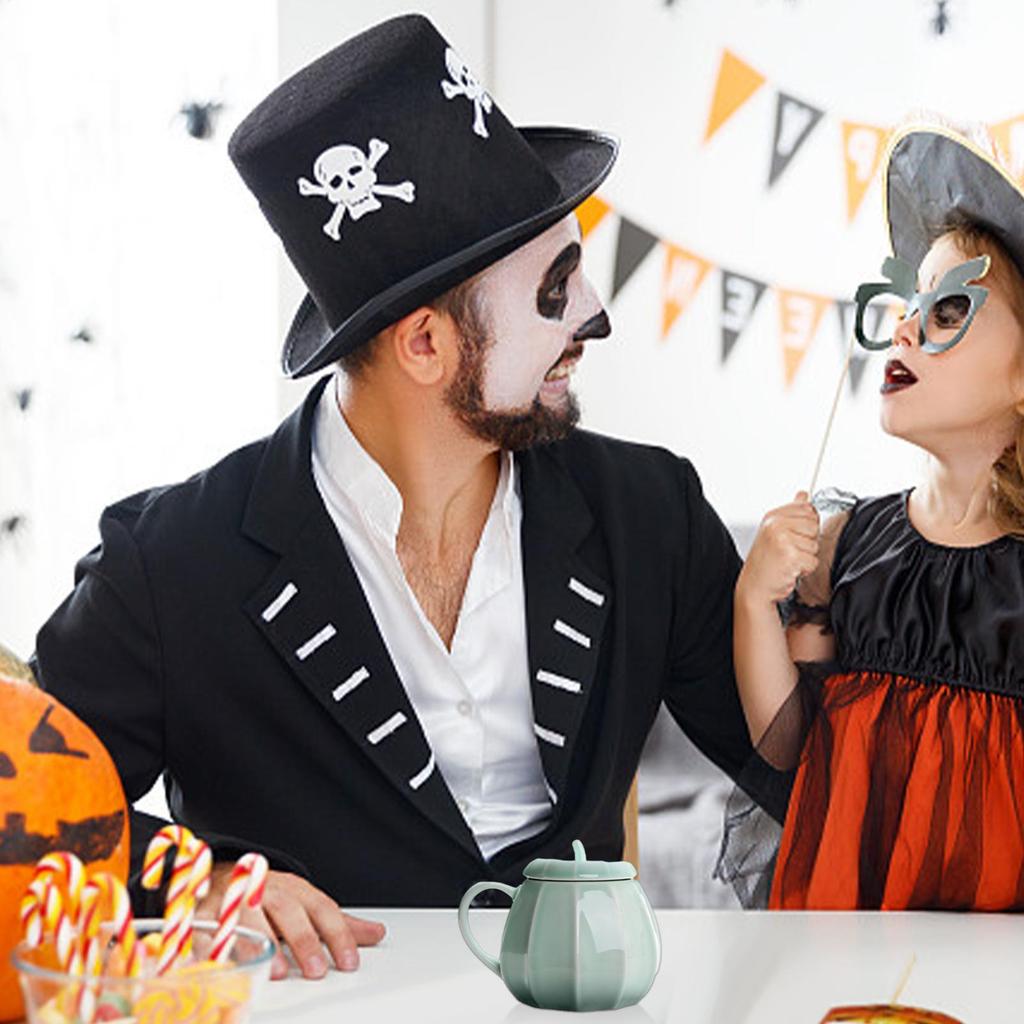 Pumpkin Water Cup Ceramic Cup 240ml Halloween Milk Cup With Pumpkin Lid Cute Plant Shaped Coffee Mug For Thanksgiving Fall