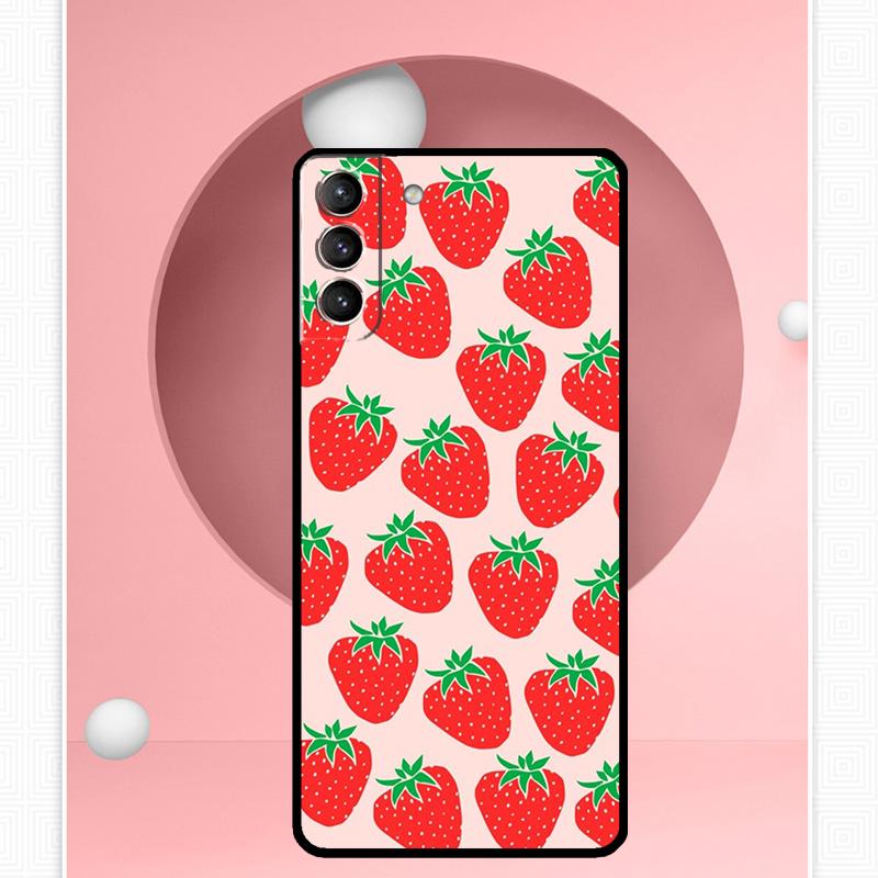 Cute Strawberry Case For Samsung Galaxy S25 Ultra S20 S21 S22 S23 S24 Plus S9 S10 S24 FE S25 FE Cover Funda