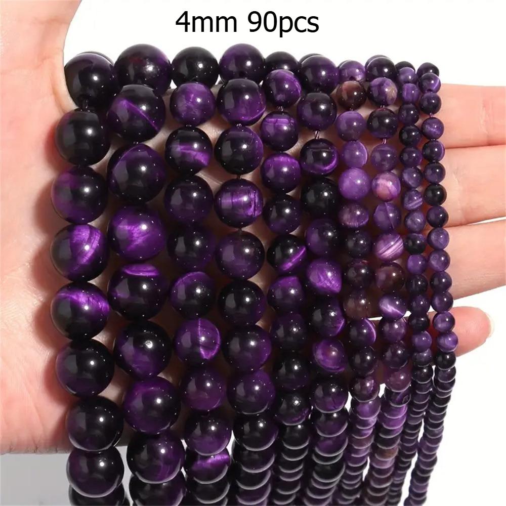 Natural purple tiger eye stone loose beads, handmade DIY accessories, tiger clear stone round beads, semi-finished products, materials
