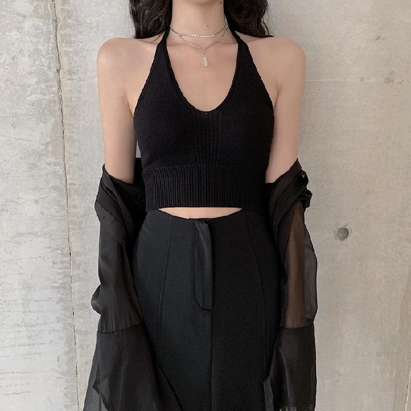 Internet-Berühmtheit Sommer-Camisole Damen Unterwäsche Sexy Neckholder Rückenfrei Kurz Oberbekleidung Top Tide