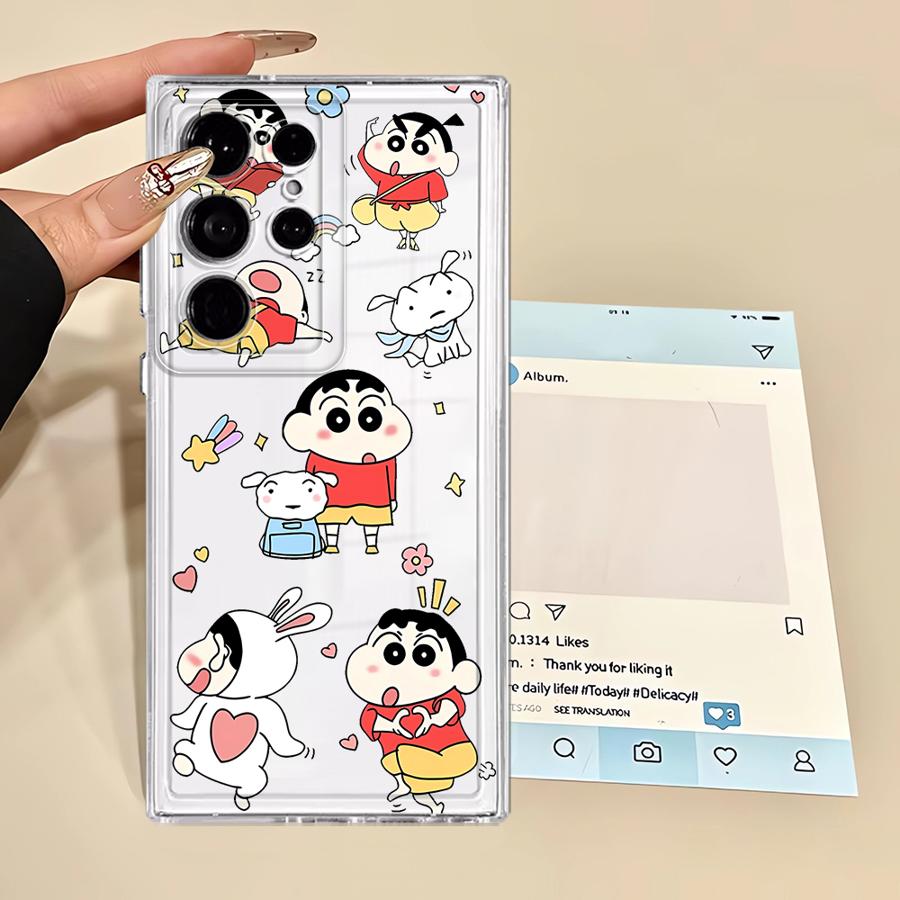 Cute Crayons Shinchan Phone Cover Case for Samsung Galaxy S22 FE S20 Plus S23 Ultra S26 S21 Note 20 Ultra 10 S24 S25 Edge
