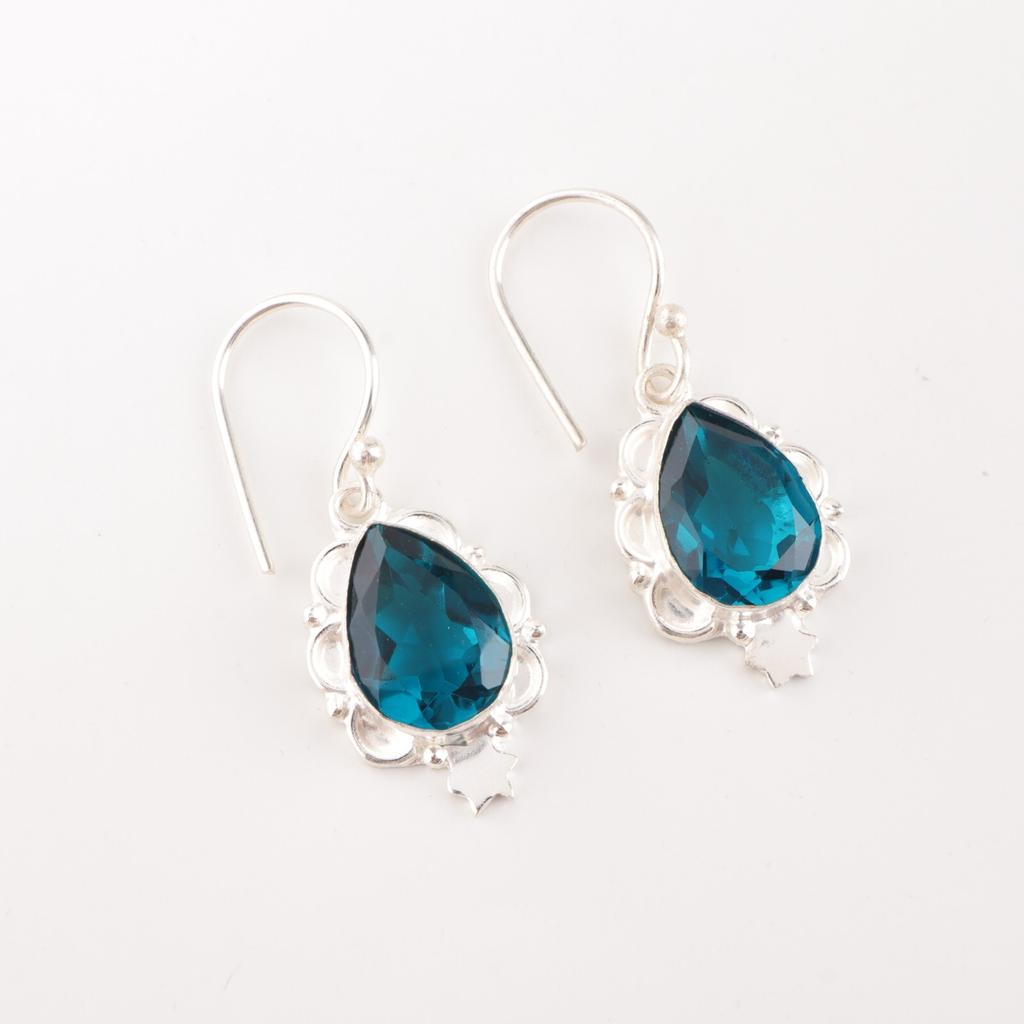 Faceted Apatite Gemstone Earrings 925 Sterling Silver Handmade Jewelry For Gift EE-163-13