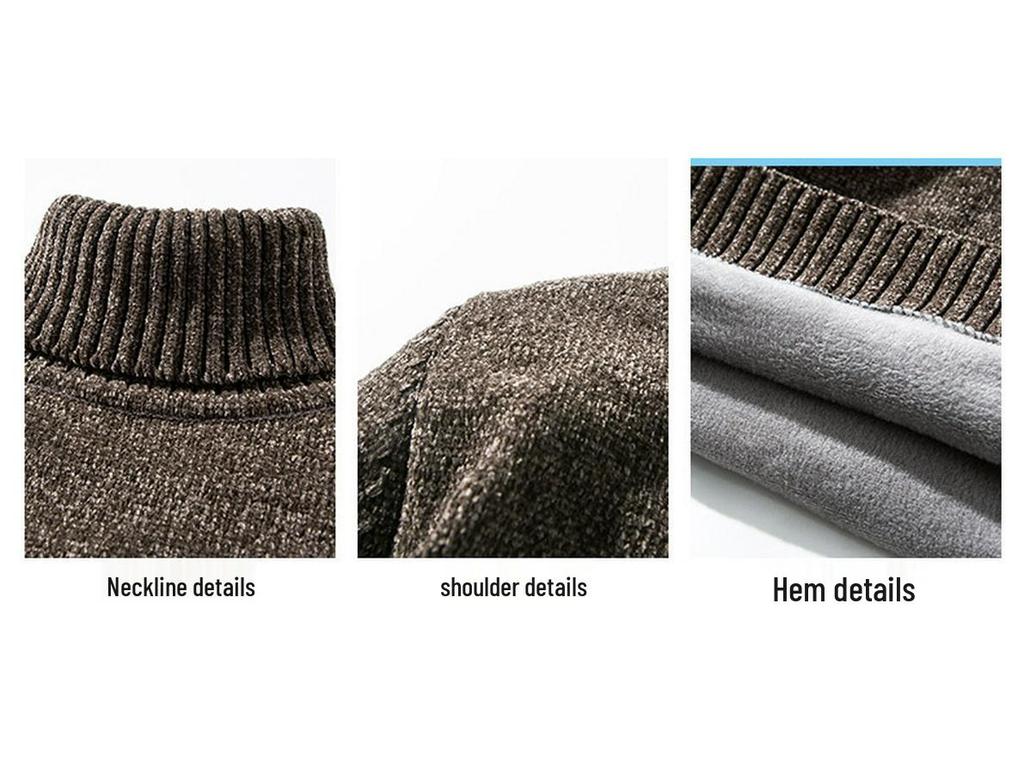 Trendy Men's High Neck Chenille Sweater - Japanese Style Loose Knit Winter Pullover