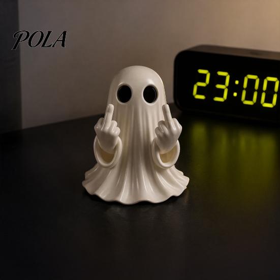 Spooky Cute Home Decor Halloween Ghost Figurine, Funny Middle Finger Statue, Table Decorations, Cartoon Modern Resin Holiday Desktop Ornament