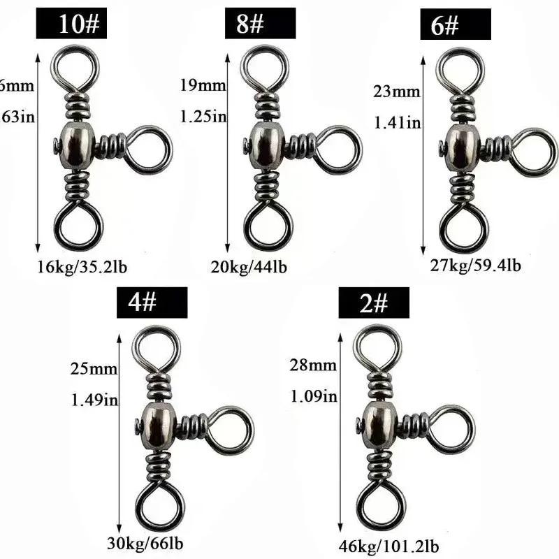 50PCS/Bag Black Nickel Plating Three-Prong Connector T-Swivel Sub-Line Splitter Outdoor Fishing Bazi Ring Fishing Accessories