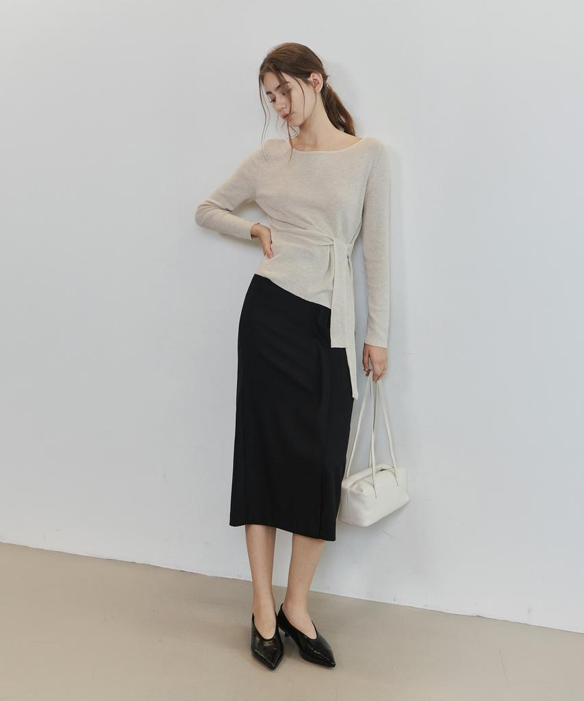 NON AND NON Boat Neck Tie Wrap Knit_Nfkn6600