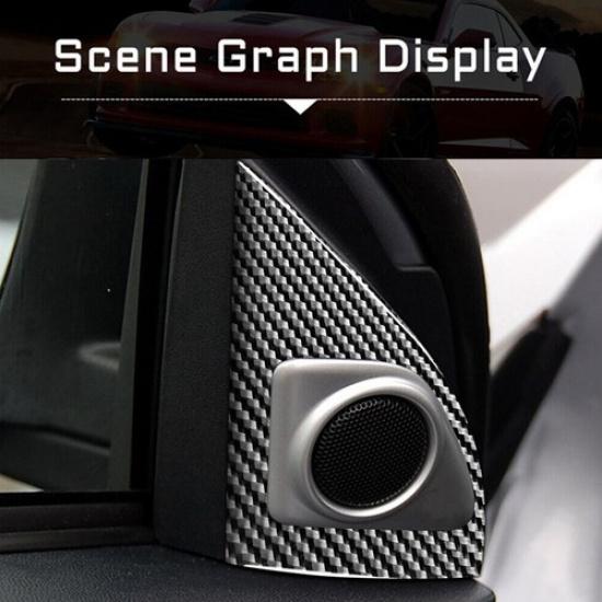 2Pcs Carbon Fiber Door Speaker Cover Trim For Lancer GTS 2008-2015 Replacement