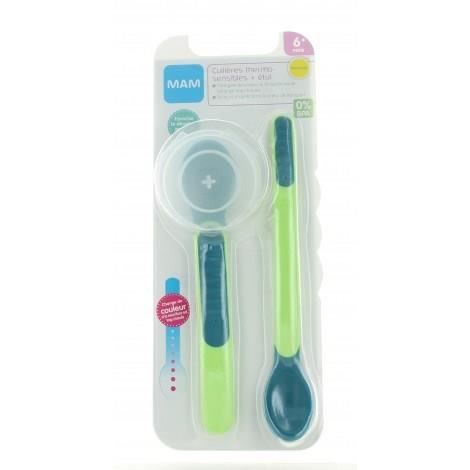 MAM Repas Cuillère Thermosensible Vert + Etui de Transport