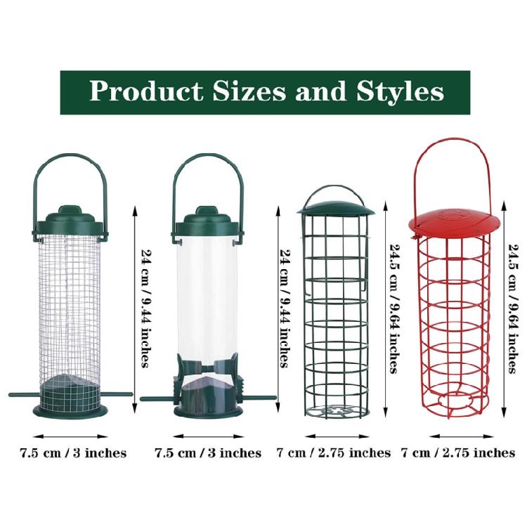 Hanging Wild Bird Feeder Clear Tube Suet Metal Bird Feeders for Outdoor Garden