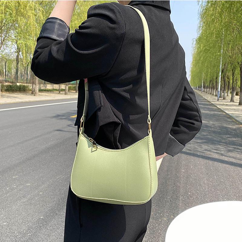 Fashion Casual Solid Color Shoulder Bag For Women High Quality PU Leather Underarm Bag