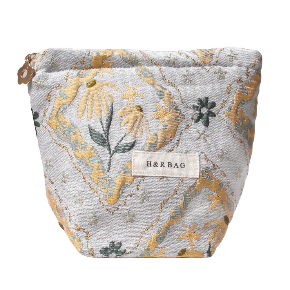 Rutfle Small Makeup 16 x 13 Cute and Frame Flower Small Pouch, cm, Jacquard, Stylish, Compact, Design,