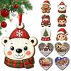 Decorative Wooden Crafts Christmas Tree Pendants with Red Rope, Cute Cartoon Hanging Ornaments Gifts for Family Holiday Home Decoration, Fireplace And