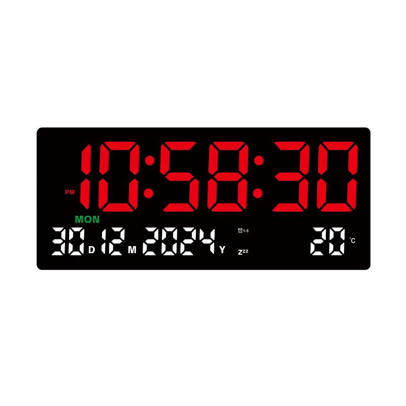 

15-дюймовые большие светодиодные цифровые часы-будильник с временем/датой/неделей/температурой/тремя наборами будильников 12/24 ч. Регулируемая яркость Время повтора