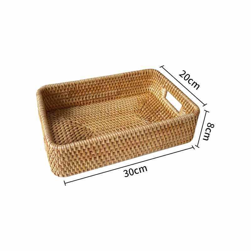 Плетеная вручную прямоугольная ротанговая корзина Основание из массива дерева идеально для журнальных столиков и столешниц 3300₽