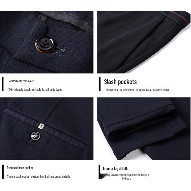 Romon Men's Business Casual Straight-Fit Trousers