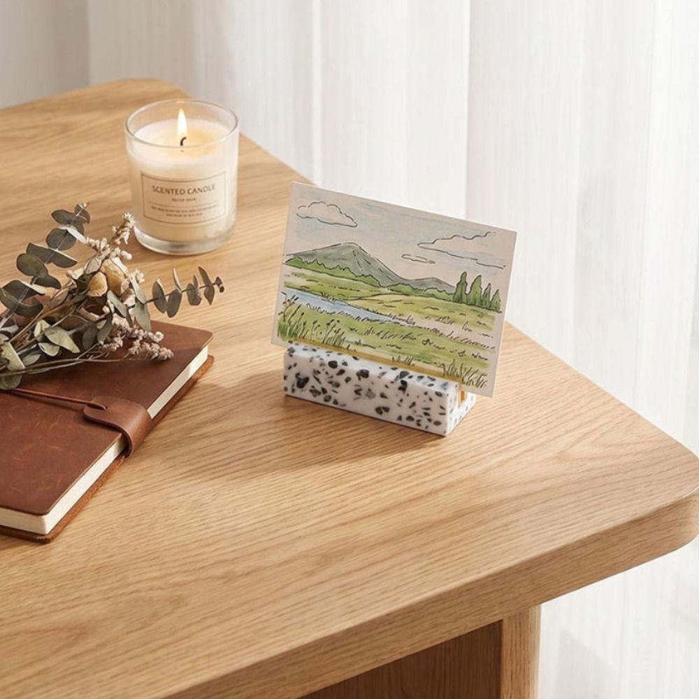 Marble Texture Desktop Business Card Holder Creative Design Postcard Calendar Stand Business Use