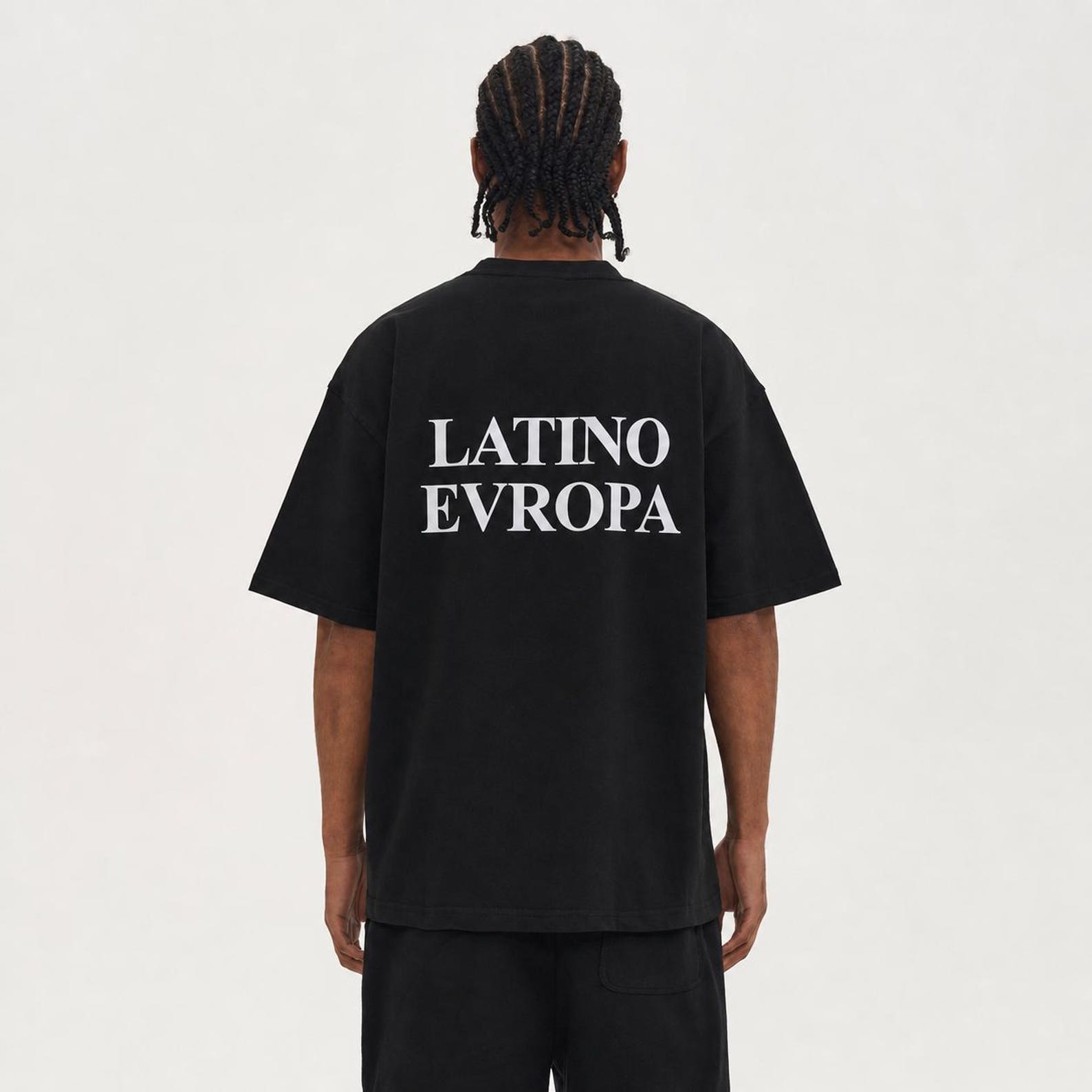 Latino Evropa Shirt Balkan Streetwear Tee, Funny Balkan Identity Shirt, Slavic Culture Tee, Oversized Back Print Black T-Shirt L