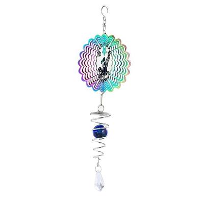 Art Color Gradient 3D Wind Chime Swivel Hook Spiral Ball Wind Spinner Waterproof Reflective Rainbow Wind Catcher Yard