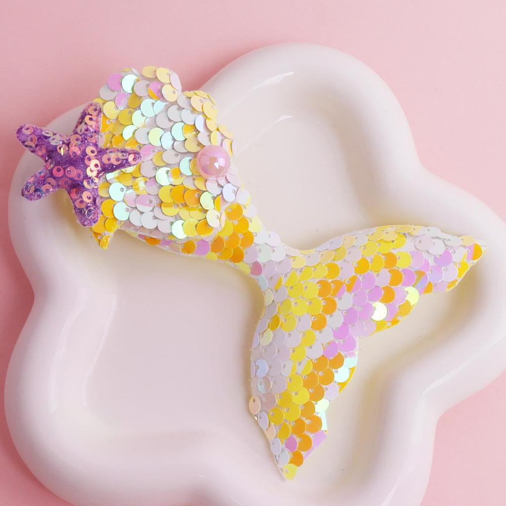 Colorful Glitter Seashell Fishtail Hair Clips for Cute Children's DIY Jewelry & Clothing Accessories