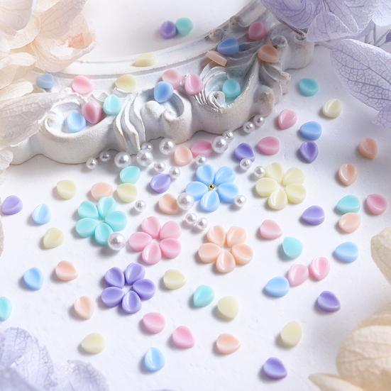 1 Set Flower Petal Nail Art Charm 3D Resin Floral Petal Golden Beads DIY