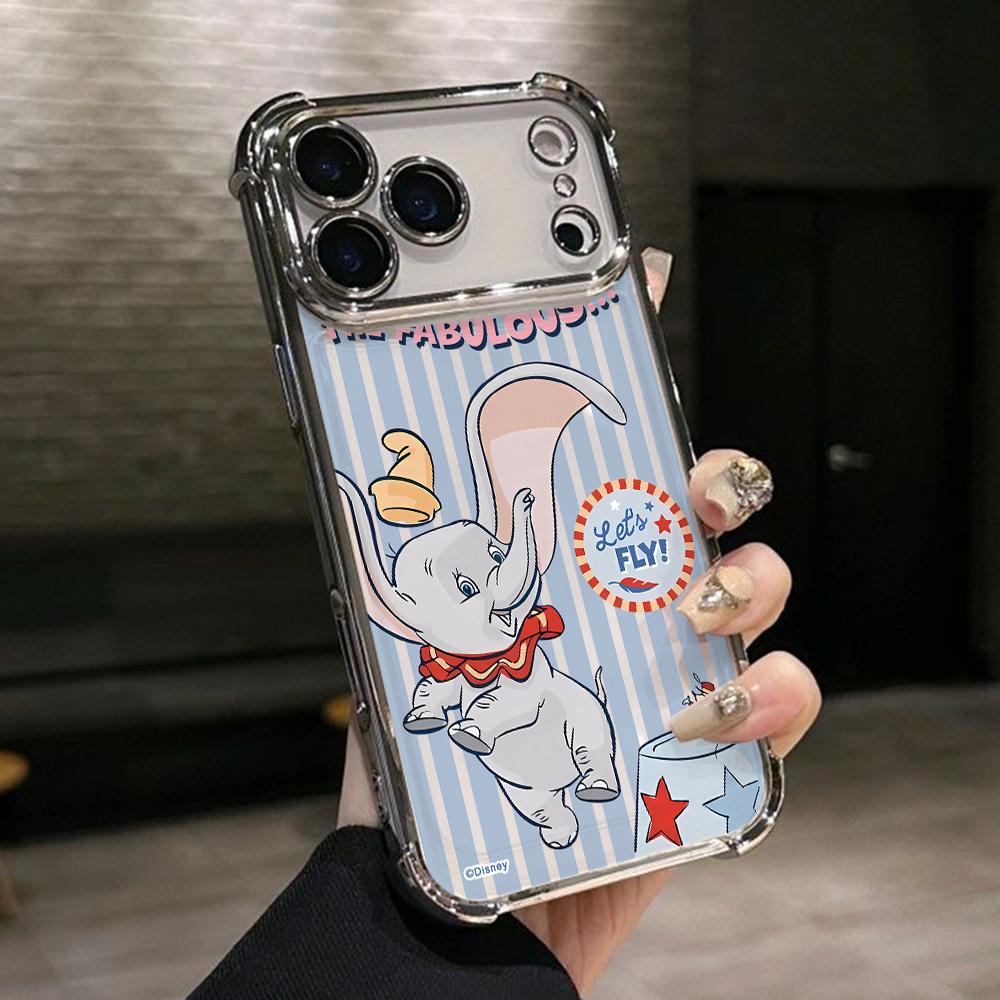 

Cartoon Elephants Dumbos Phone Case for iPhone 17 Air 16 15 14 Plus 13 12 11 Pro Max X Xs XR 8 e Anti-drop Transparent Cover iPhone17 Pro Max