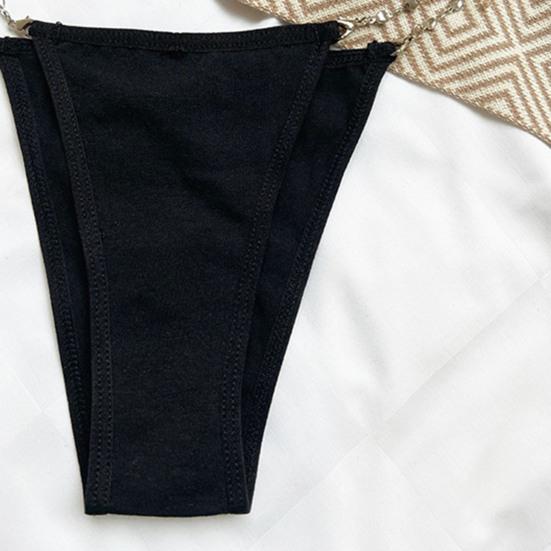 V-shaped Solid Color Lightweight Sexy G-string Metal Chain Low Waist Thongs