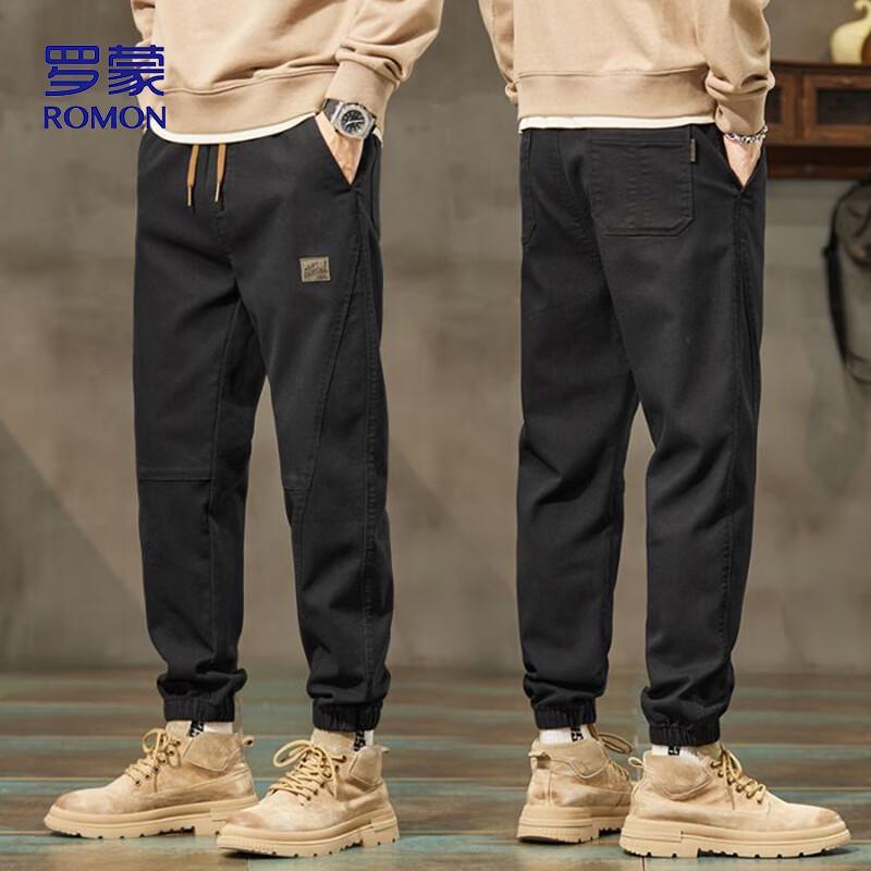 ROMON Men's Loose Fit Thickened Casual Cargo Pants