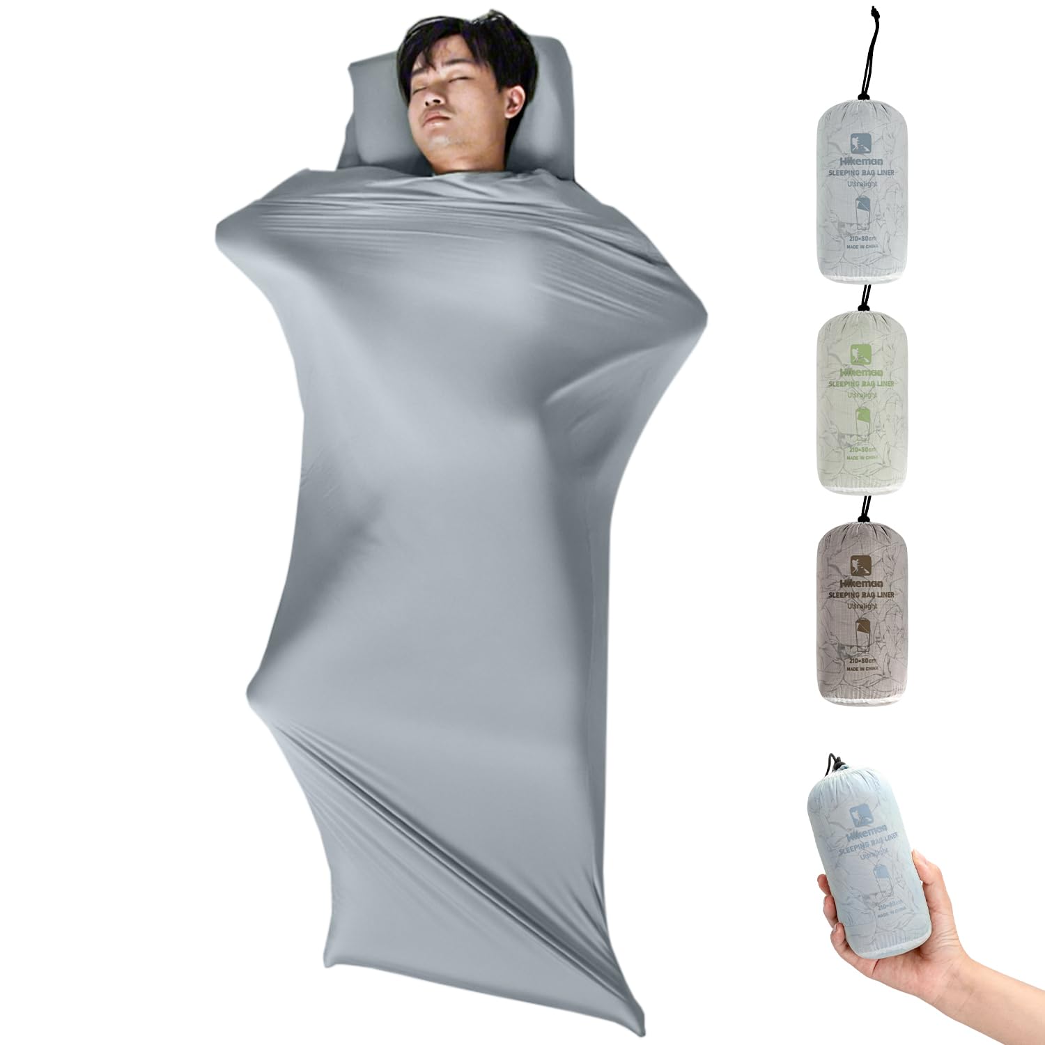 

168g Inner Sheet for Sleeping Bags and Comfortable to the Perfect for Mountain and Car Camping Ultra-lightweight Travel, Compact, Antibacterial, серый