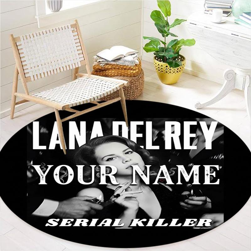 Lana Del Rey Fan Art Custom Name Round Area Rug Carpet Rug For Living Room Bedroom Sofa Playroom Decor Nonslip Floor Mat