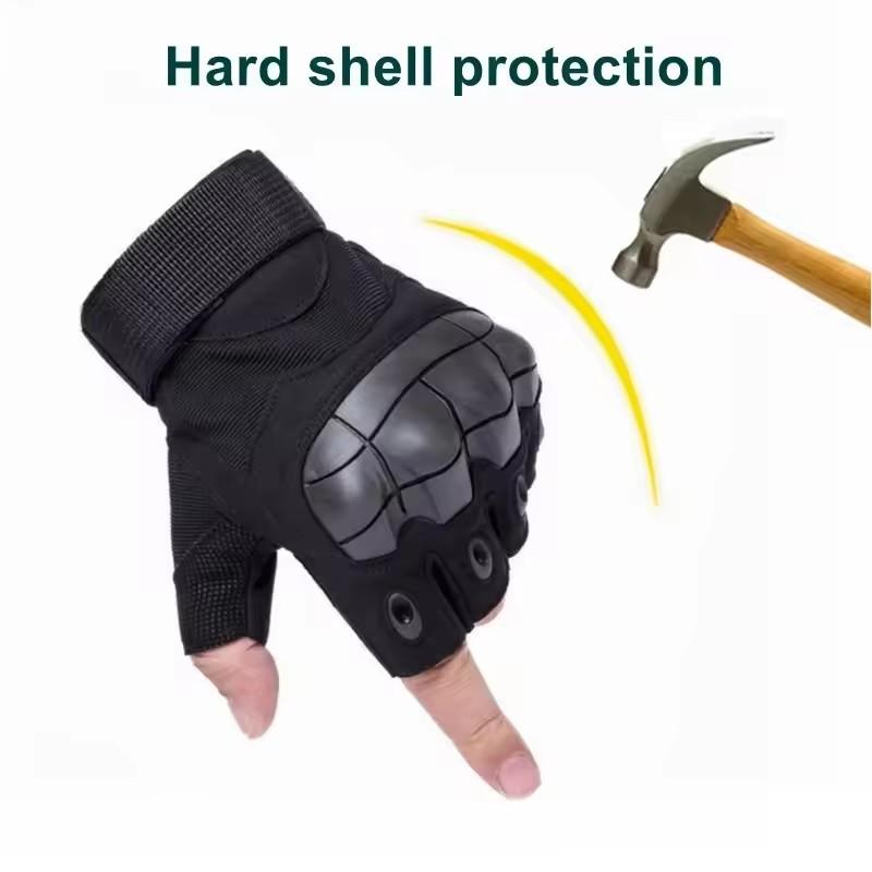 1 Pair Fingerless Gloves Hard Knuckle Half Finger Outdoor Gloves for Paintball Airsoft Hunting Riding Hiking Motorcycle