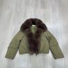 Womens Short Winter Parka With Detachable Faux Fur Collar Thick Warm Cotton Coat Loose Fit Cold Weather