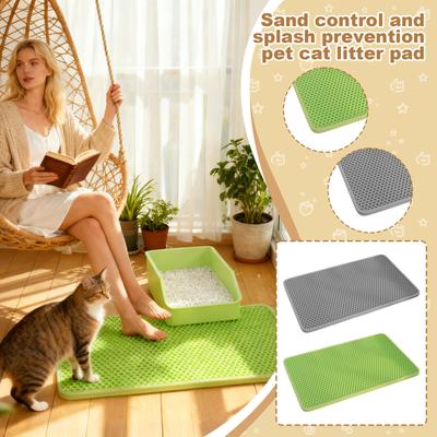Cats Litter Mat Splashing And Tracking, Sand, Splashing, Cats Litter Box Sand Leakage Board, Double- Extra-large Pet Floor Mat