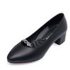 Women Casual Round Toe Crystal Shining High Quality Square Heel Shoes Lady Soft Pu Leather Office Pumps Ga43