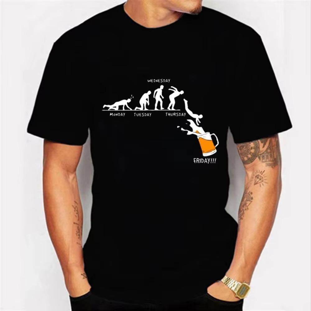 Lustiges Bierdruck T-Shirt für Männer Hip Hop Trend Harajuku Streetwear Sommer Street Oversized T-Shirt Mode Lässig O-Ausschnitt Oberteile