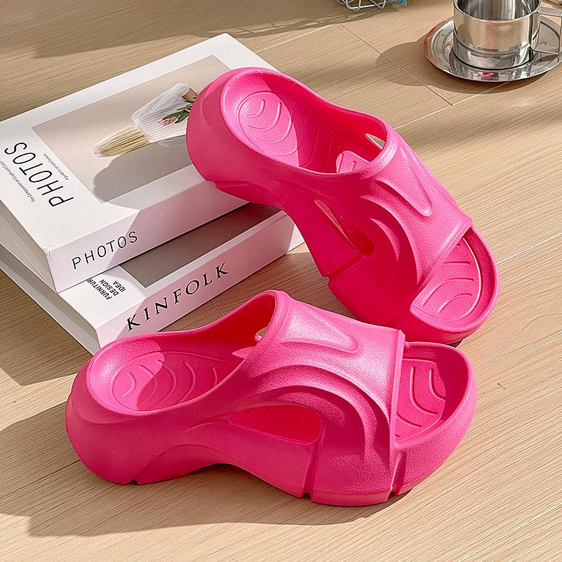 Thick bottom high heel cm muffin eva one-word drag trendy cool slippers women step on shit feeling soft bottom foreign trade wholesale