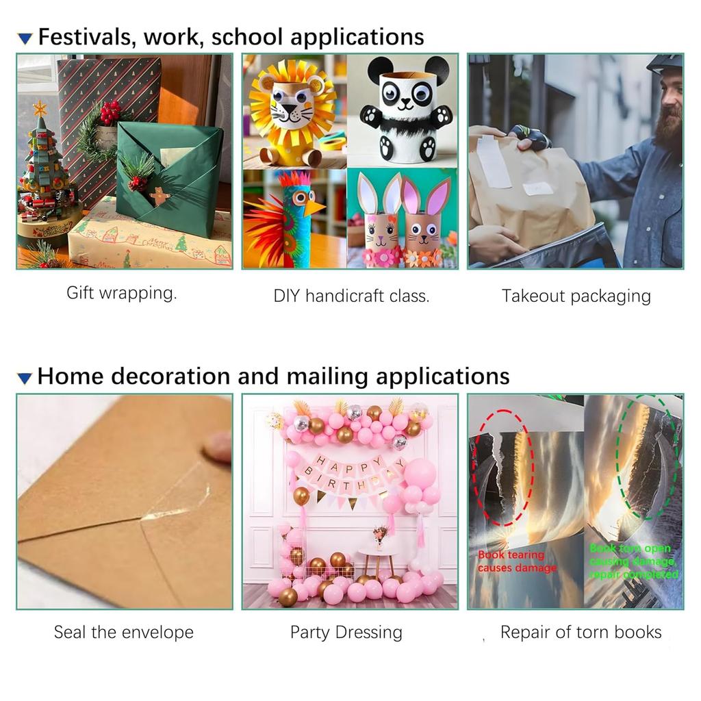 Transparent Tape 12 Pack Refills Rolls 3/4 x 1000 Inches, 1 inch Core, for Office, Home, School.