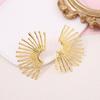 Personality Temperament: Retro Fan-shaped Ray Stud Earrings, Cold Wind, Metal, Forest Half-sunflower Earrings