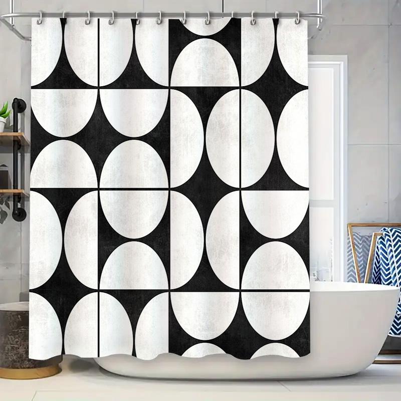 

Modern Abstract Wave Pattern Shower Curtain Set Waterproof Fabric Bathroom Decor Liner W60H190(CM)-1 Pcs