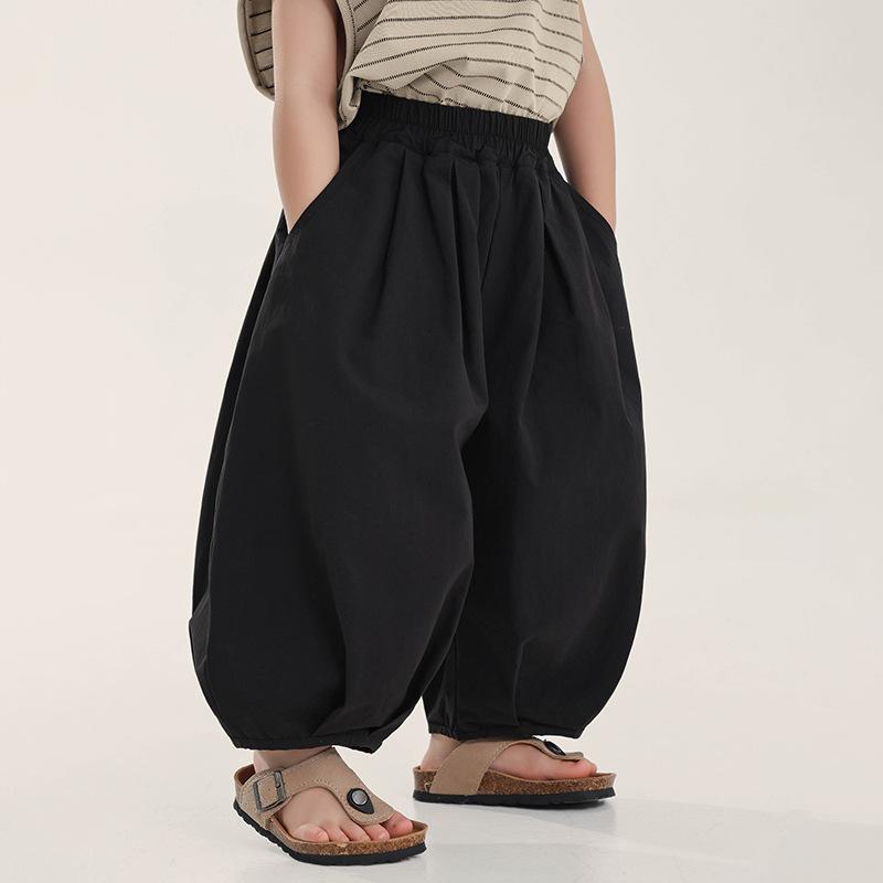 Boys Kids Solid Color Loose Thin Casual Cropped Lantern Pants 90cm