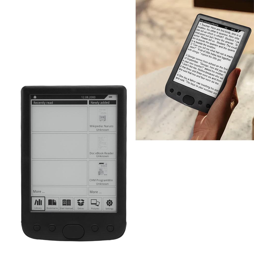 E Reader Eye Friendly 6 Inch 800x600 E Book Reader with Protective Case 2500mAh Battery Support Up To 32G