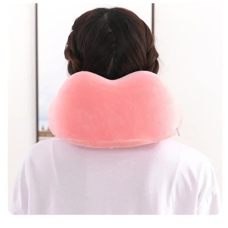 Almohadas de espuma con memoria en forma de U para el cuello, almohada de viaje suave, almohada de masaje para el cuello, almohada de avión para dormir, ropa de cama para el cuidado de la salud Cervical