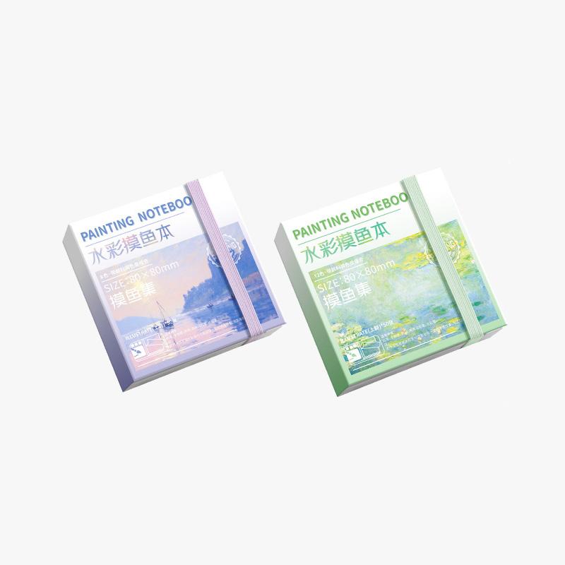 1Pc With Palettle Mini Painting Notebook Portable 50 Sheets School Sketching Creative Students Stationery Supply Watercolor