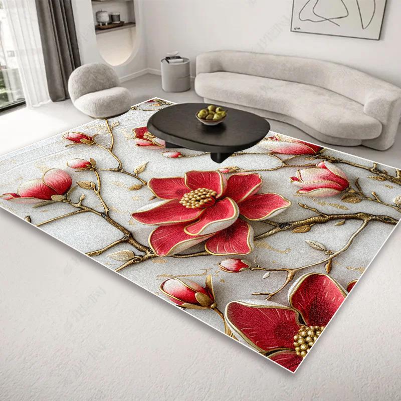 Modern 3D Flower Carpet for Living Room Home Decoration Bedroom Carpets Luxury Lounge Rug Non-slip Washable Coffee Tables Mat