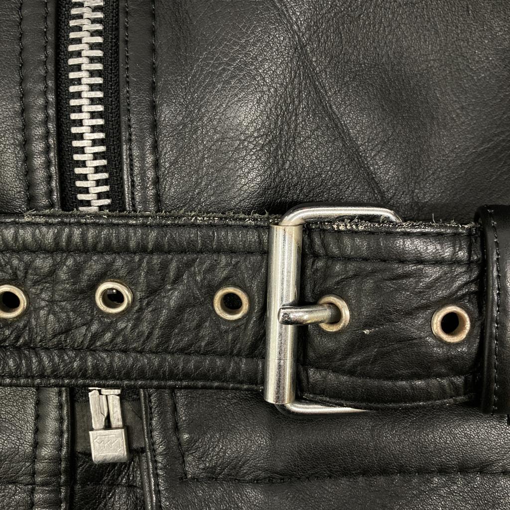 DOG FIGHT Black Leather Double Rider Jacket Jacket 38 blackUsed