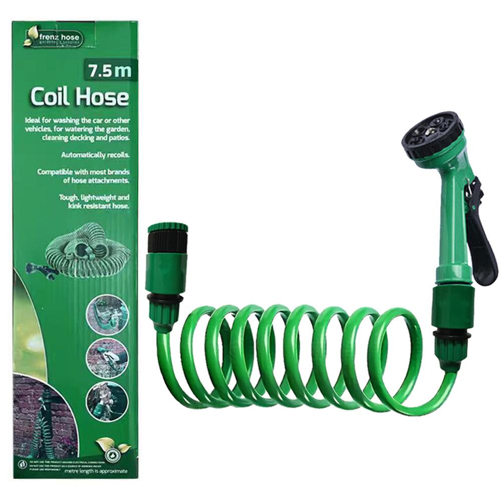 Multi-Pattern Retractable Coil Garden Hose with Spray Nozzle Lightweight Water Hose for Watering Cleaning & Car Washing