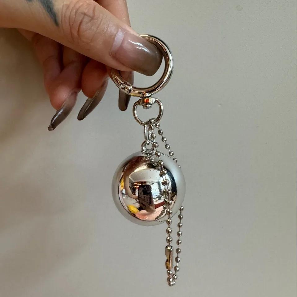 New Korean Metal Big Ball Car Key Pendant Simple Pendant Bag Pendant Earphone Case Accessories