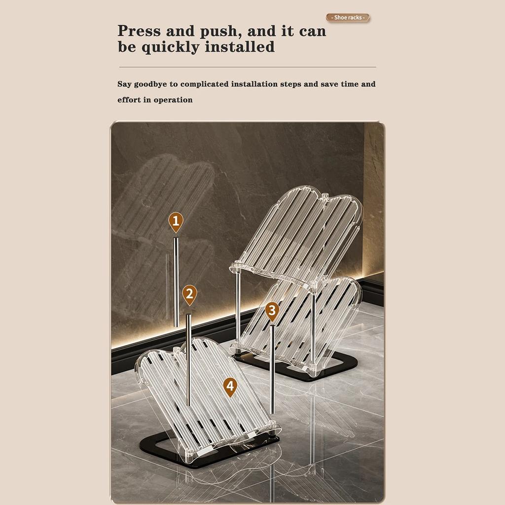 Multi-Layer Household Shoe Storage Rack Transparent Stackable Shoe Rack Easy To Install Space-Saving Shoe Cabinet for Apartment