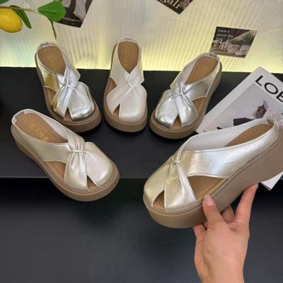 Thick-bottomed Bag Head Half Slippers Women's 2025 New Summer Wear Lazy One-pedal Cool Slippers Women's Summer Versatile Slippers